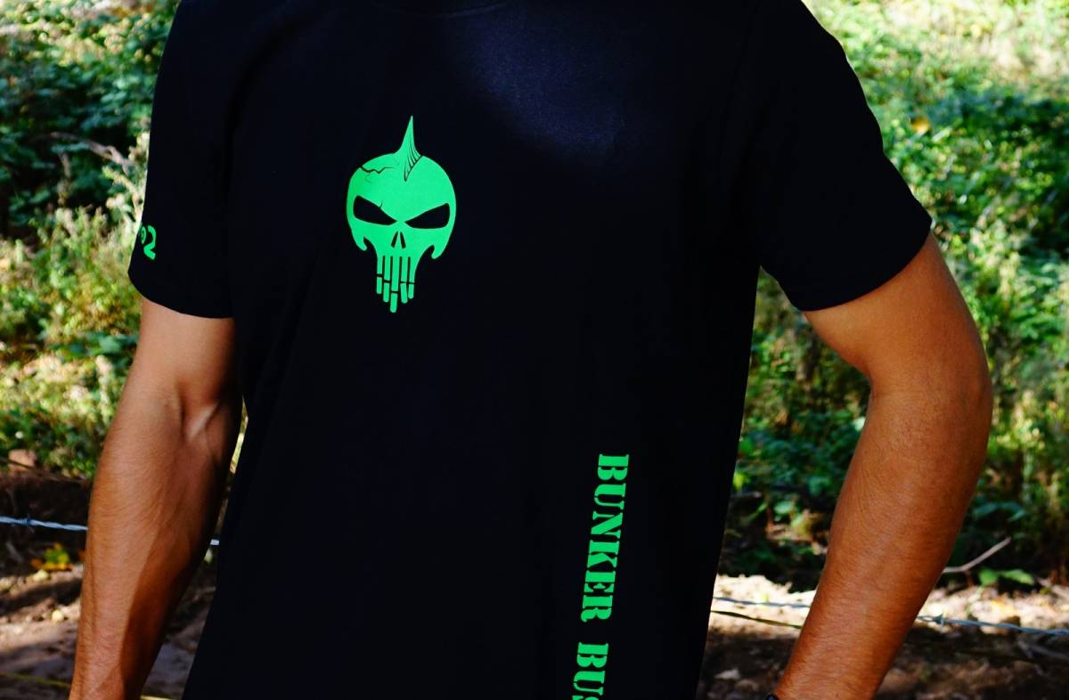 Bunker Buster Green Skull Mens T-shirt on www.Gun.Rodeo
